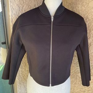 T By Alexander Wang Cropped Neoprene Black Bomber Jacket Size Small